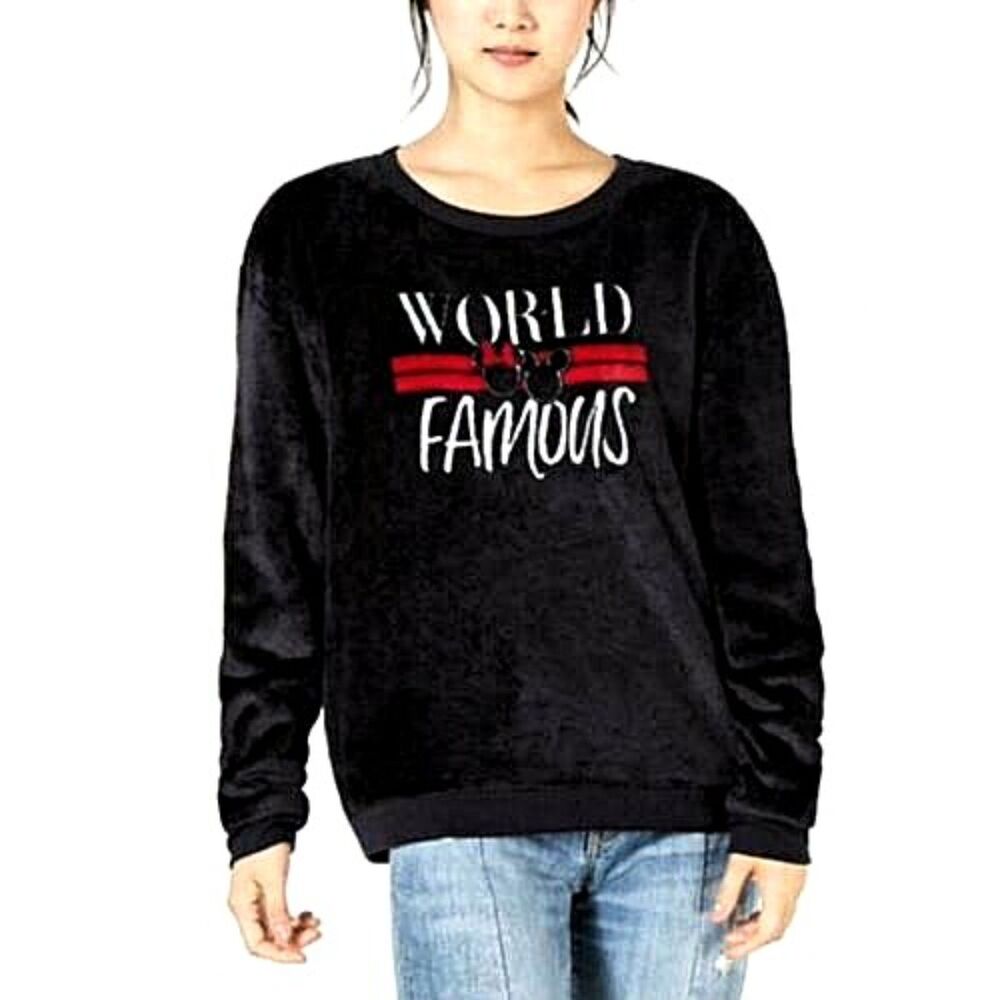 NWT DISNEY Women's Black Sweatshirt World Famous Soft Mickey Minnie Plus Sz 3x